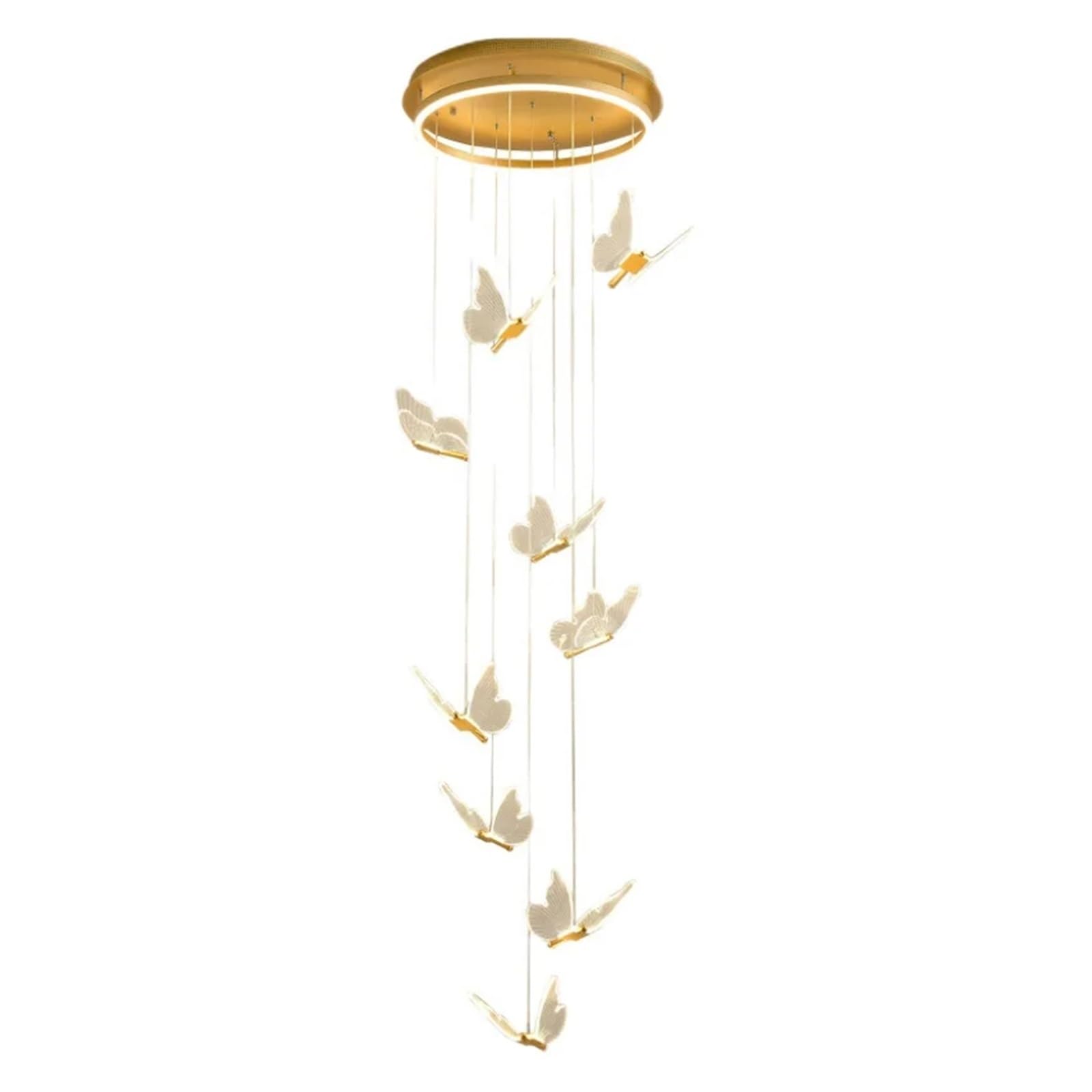 Suspension LED Acrylique en Forme de Papillon, Lustre de Plafond, décoration pour Salon, Chambre, Hall, escalier, Lampe Suspendue Longue (9 têtes)