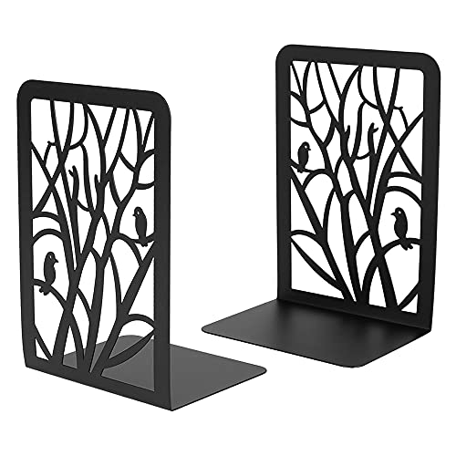 Eummy 2Pcs Cale Livre en Métal Serre Livre 17.5x12x9cm Serre-Livres Antidérapants Décoratifs pour Livres Lourds Bloque Livre pour Bibliothèque Bureau Écoles Librairie(B,Noir) Cover