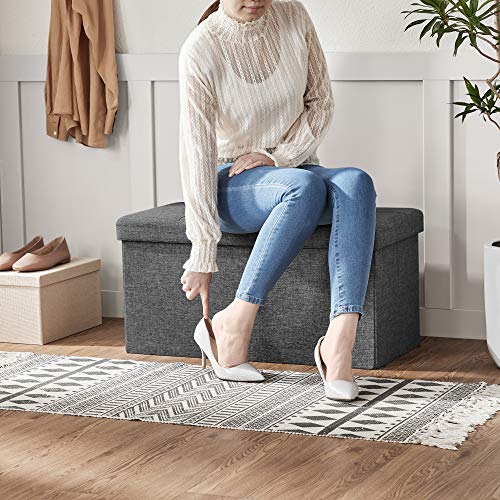 Songmics 30 Inches Folding Storage Ottoman Bench, Storage Chest, Foot Rest Stool, Dark Gray Ulsf47K #TOP5