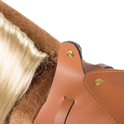 BEJOY Plüsch Pferd Spielzeug, Kämmpferd Plüschpferd Plüsch Spielzeug mit Sattel, Zaumzeug und Baumwolltuch, Pretend Play Pferd Geschenk für Mädchen Kinder, 28cm Braun