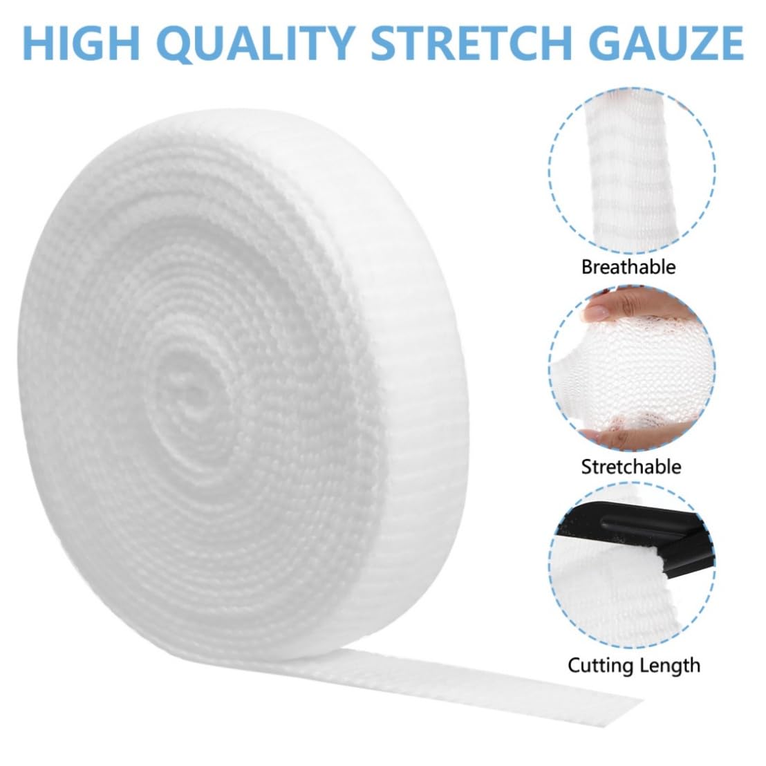 Tubular Stretch Gauze Bandage Size 4 Cotton Wrap Netting Elastic Support Retainer for Arms Wrist Lower Legs 5.5yd