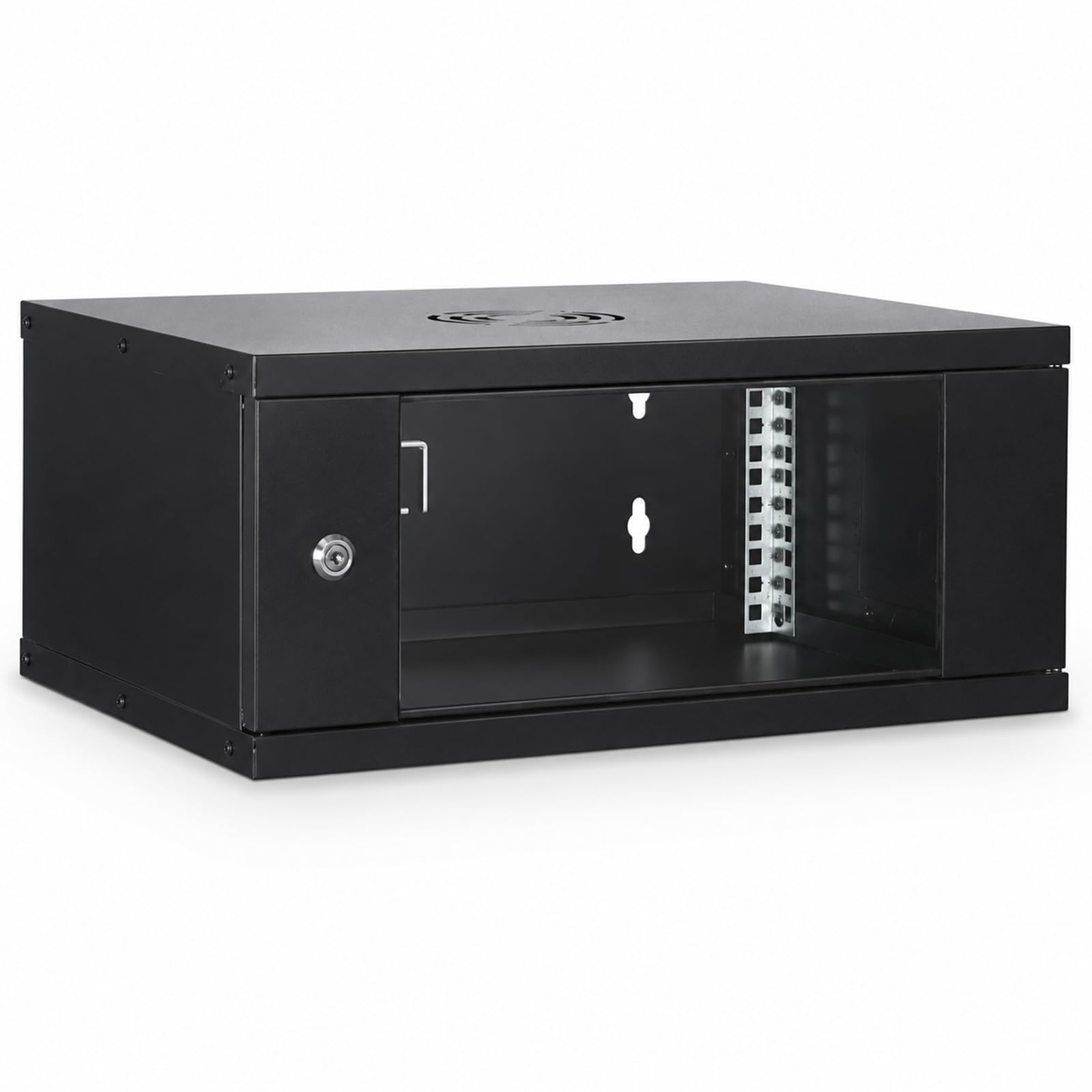 Armadio di rete da 19 pollici, 6U, profondità 400 mm, armadio server con porta in vetro di sicurezza e serratura, pareti laterali rimovibili, fessure di ventilazione, portata massima 50 kg, per