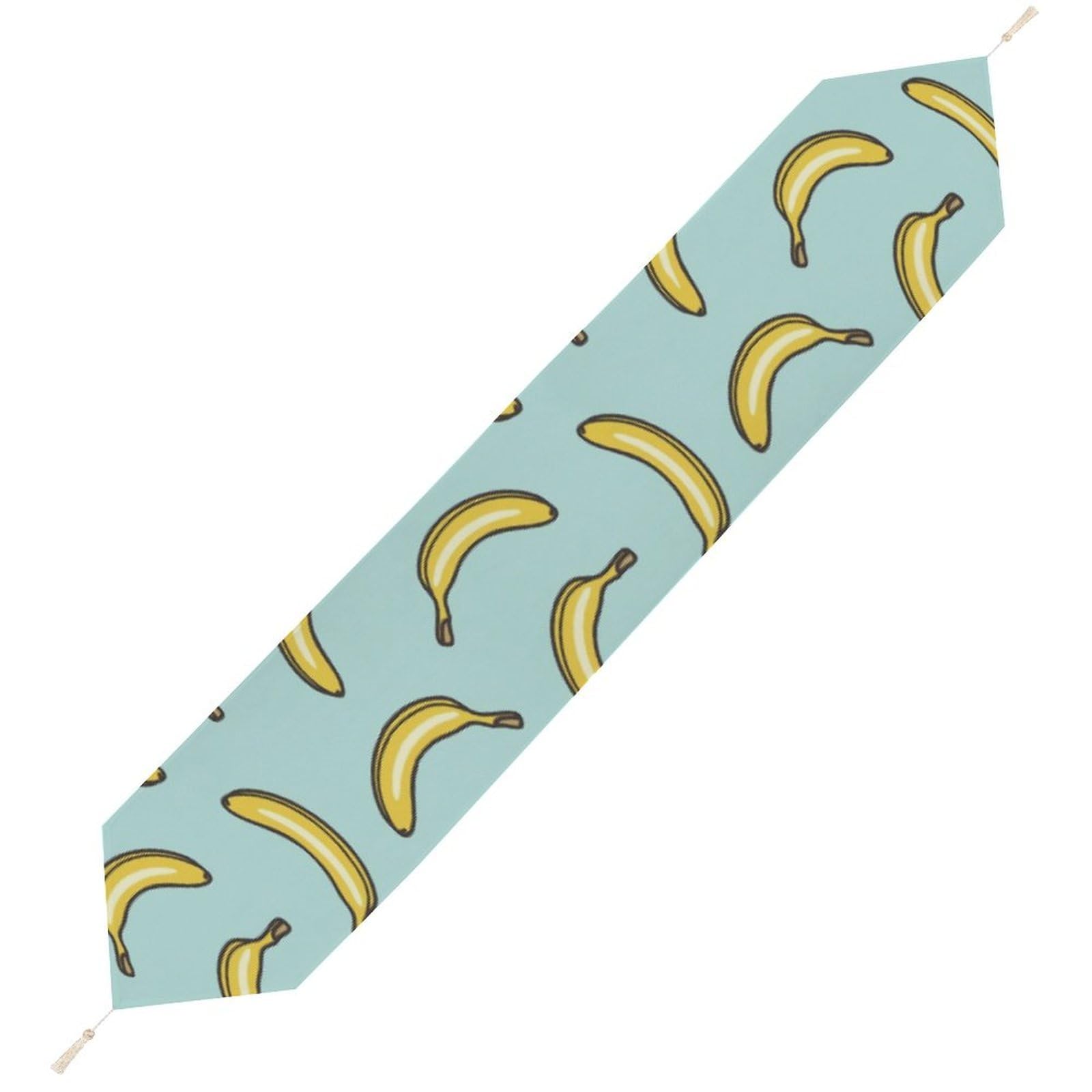 JZemdybill 229*33cm Table Runner with Tassel, Yellow Banana Table Runner, Table Decoration for Kitchen, Party, Restaurant
