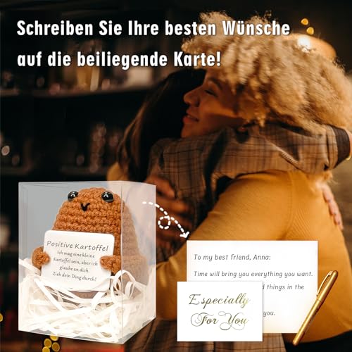 Positive Potato Grote cadeauset, Pocket Hug cadeaus voor vrouwen, kleine geluksbrenger voor beste vriendin en kinderen, motivatiegeschenk, partner, herfstdecoratie, geluksbeerchi-vulling - Afbeelding 3