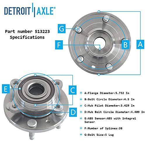 Image of Detroit Axle - Front Wheel Hub & Bearing Assembly for Ford Freesyle