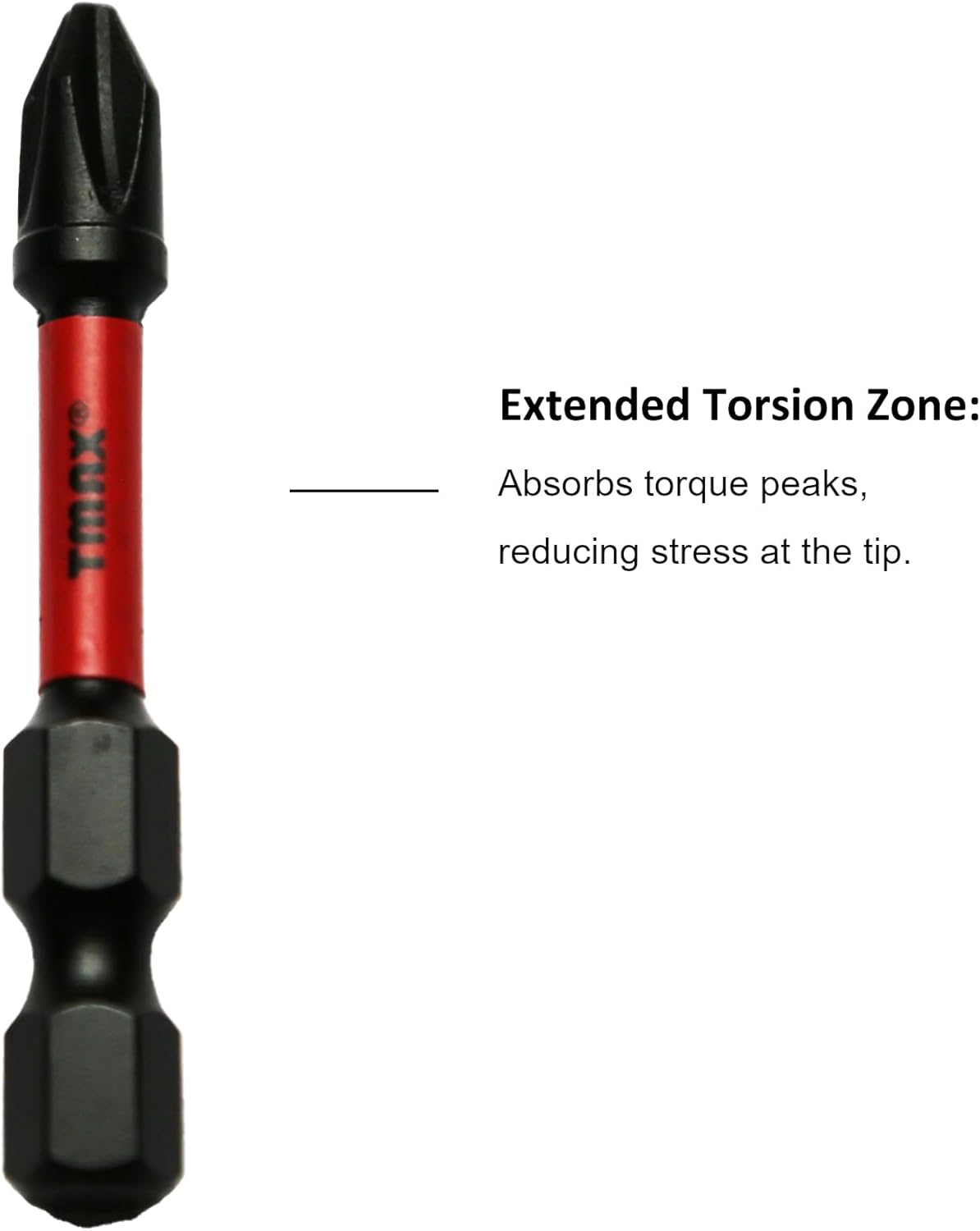 TMAX 25 pc PH2 Phillips #2 Black High Torque Impact Screwdriver Insert Bits Set S2 Steel Torsion Resistant, 2 Inch Long, 1/4 Inch Hex Shank with Quick Release Slot
