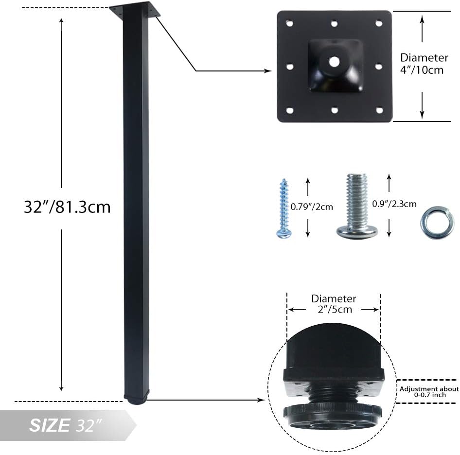 Bеѕt Cуbеr Dеаlѕ 🔥 QLLY 32 inch Adjustable Metal Desk Legs, Square Office Table Furniture Leg, Set of 4 (32 inch) Crеаtіvе Prоduсt QLLY 32 inch Adjustable Metal Desk Legs, Square Office Table Furniture Leg, Set of 4 (32 inch)