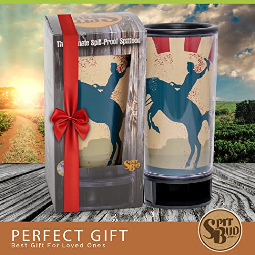 Country Cowboy By Spit Bud - The Ultimate Spittoon For Chew - Portable Dip & Snuff Cup With Lid, Pop Tab, Spill-Proof Funnel, Can Cutter & Holder - Fit In Cup Holders - Holds 8Oz - Made In Usa #TOP5