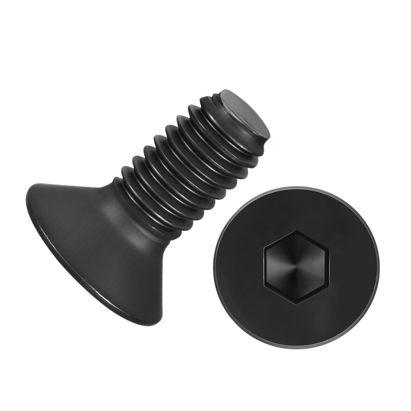 Kozelo 100Pcs Flat Head Socket Cap Screws - [M6-1 x 14], Carbon Steel Countersunk Bolts, Black, for Automotive, Furniture Repair, Industrial Equipment & Temporary Fixes