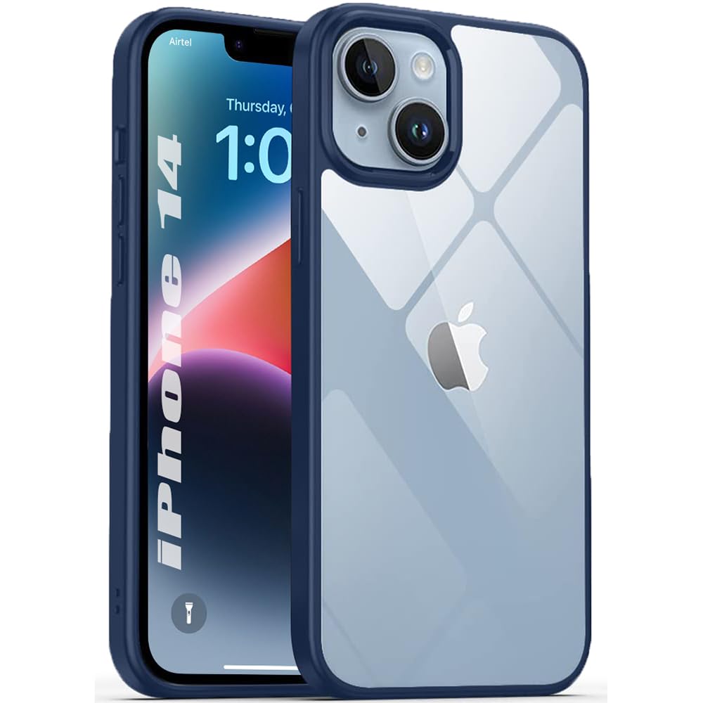 Enflamo TPU+Plastic Transparent Hard Bumper Back Cover Case For Iphone 13 / Iphone 14 | With Camera Protection (Blue), Black (B0BH595PC5) Amazon Price History, Amazon Price Tracker