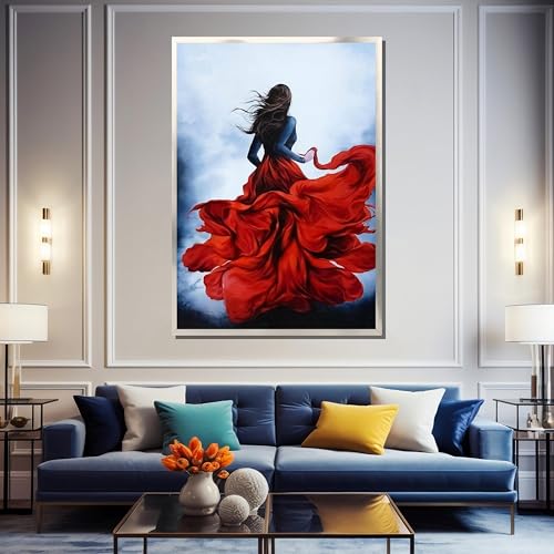 Affiches et impressions robe rouge fluide décoration murale 70x100 - 3