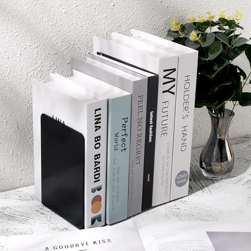 8 Stück Schwarze Buchstützen, extra groß & verstärkt Bücherstütze, Schlicht und Sturzsichere Buchstütze Für Kinderbücher, Büro, Schule & Bibliothek (Schwarz)
