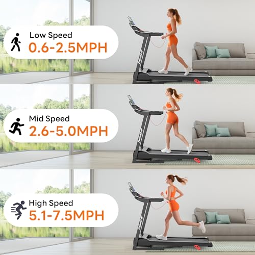Image of Treadmill with Incline for Home, 3-in-1 Folding Treadmill with 400LBS Capacity, 7.5MPH or 10MPH, 16'' or 18'' Wide Belt, 64 Programs, APP Control, Shock Absorption, Brushless Fan & Knee Support