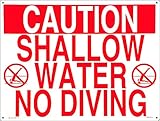 Poolmaster Sign for Residential or Commercial Swimming Pools, Shallow Water No Diving