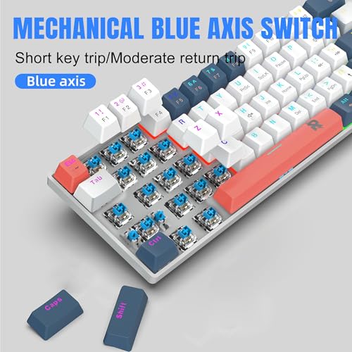Image of ROCK POW 60% Mechanical Gaming Keyboard, 61keys RGB Backlit Ultra-Compact Mini Keyboard, Waterproof Mini Compact Keyboard for PC /Mac Gamer, Typist, Trip Hot Swappable Blue Switch