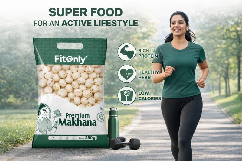 Image of FitOnly Authentic Mithila Makhana 500 gm | Directly From Mithila Farmers | High Protein Gluten-Free Snack | Directly from Mithila's Pond | Ideal for Fasting, Diet & Healthy Snacking| Pack Of 2 (250g x 2)
