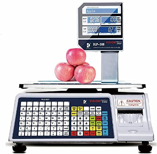 VisionTechShop DLP-300 Label Printing Scale Pole Display, 30/60lbs Capacity, 0.01/0.02lbs, NTEP Legal for Trade