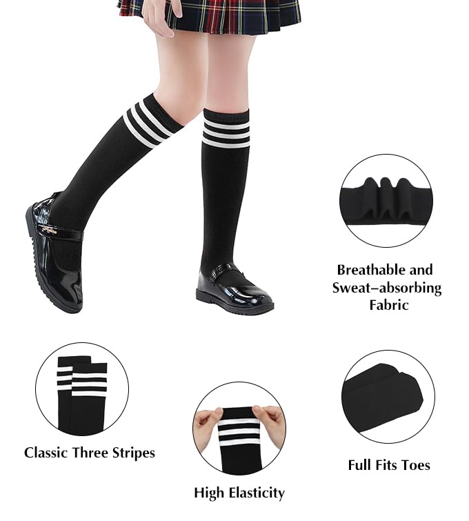 Century Star Kids Soccer Socks Girls Knee High Socks Boys Youth Baseball Socks Toddler Uniform Stripes Tube Socks Sport Socks4