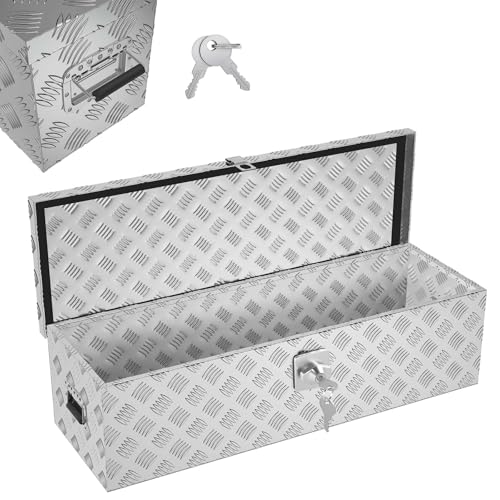 Froadp Aluminium Kiste mit Deckel, 990x330x254 mm Alubox Werkzeugkiste abschließbar, wasserdichte Alu Transportbox für Werkzeuge, Camping & Aufbewahrung...