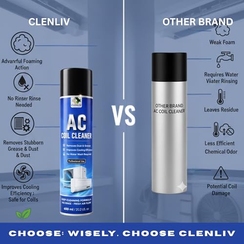 Image of AC Coil Cleaner Foam Spray - Non- Acidic | Heavy Duty | Instant Dirt & Dust Remover | Boosts Cooling Efficiency & Lowers Energy Bills | Professional Grade | 600ml (Pack of 1)