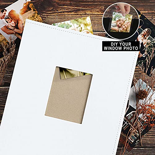 Image of Ywlake Photo Album 4x6 400 Pockets, Leather Photo Albums Holds 400 Vertical Pictures Only White