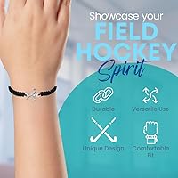 Vista 3 de Pulsera con dije de hockey sobre hierba Sportybella - Ajustable para niñas con dije de palo, joyería regalo para jugadoras, equipos y entrenadores