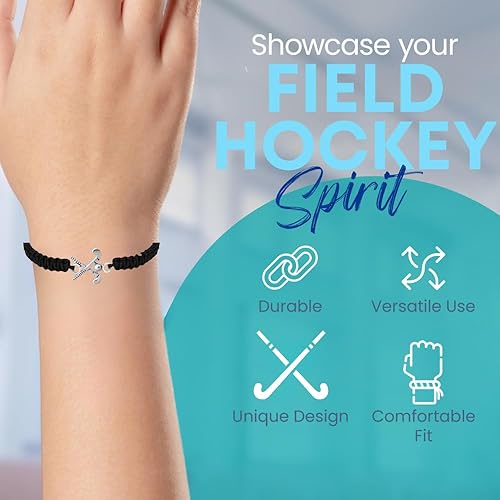 Miniatura 3 de Sportybella Pulsera con dije de hockey sobre hierba, pulseras ajustables para niñas con dije de palo de hockey sobre hierba. Regalos de joyería de
