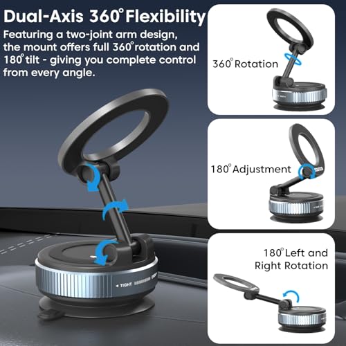 Image of Sounce Universal Magnetic Phone Mount with 360 Rotation and Cup, Designed for Hands-Free Use in Cars, Home Gyms, Mirrors, and Showers, Compatible with All Smartphones - Extended