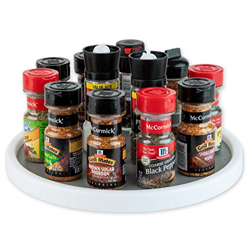Homeries Lazy Susan Turntable (12 Inches) - Single Round Rotating Kitchen Spice Organizer For Cabinets, Pantry, Bathroom, Refrigerator - Non-Skid Surface & Rimmed Edge 2 Pack #TOP1