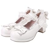 Women Kawaii Mid Block Heel Mary Jane Rockabilly Pumps with Bow Platform Chunky Heel Cute Sweet Shoes