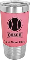 Vista 11 de LaserGram Vaso aislado al vacío de 20 onzas, entrenador de béisbol, grabado personalizado incluido (piel sintética, gris)