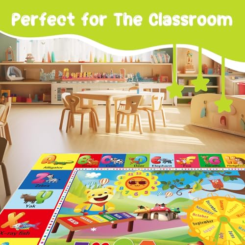 nanshiba ABC Rug for Kids Room, ABC Mats for Floor Toddlers, Alphabet Play Mat Elementary Preschool Kid's Rugs wtih ABC, Numbers, Animals - (59X39.4 Inches)