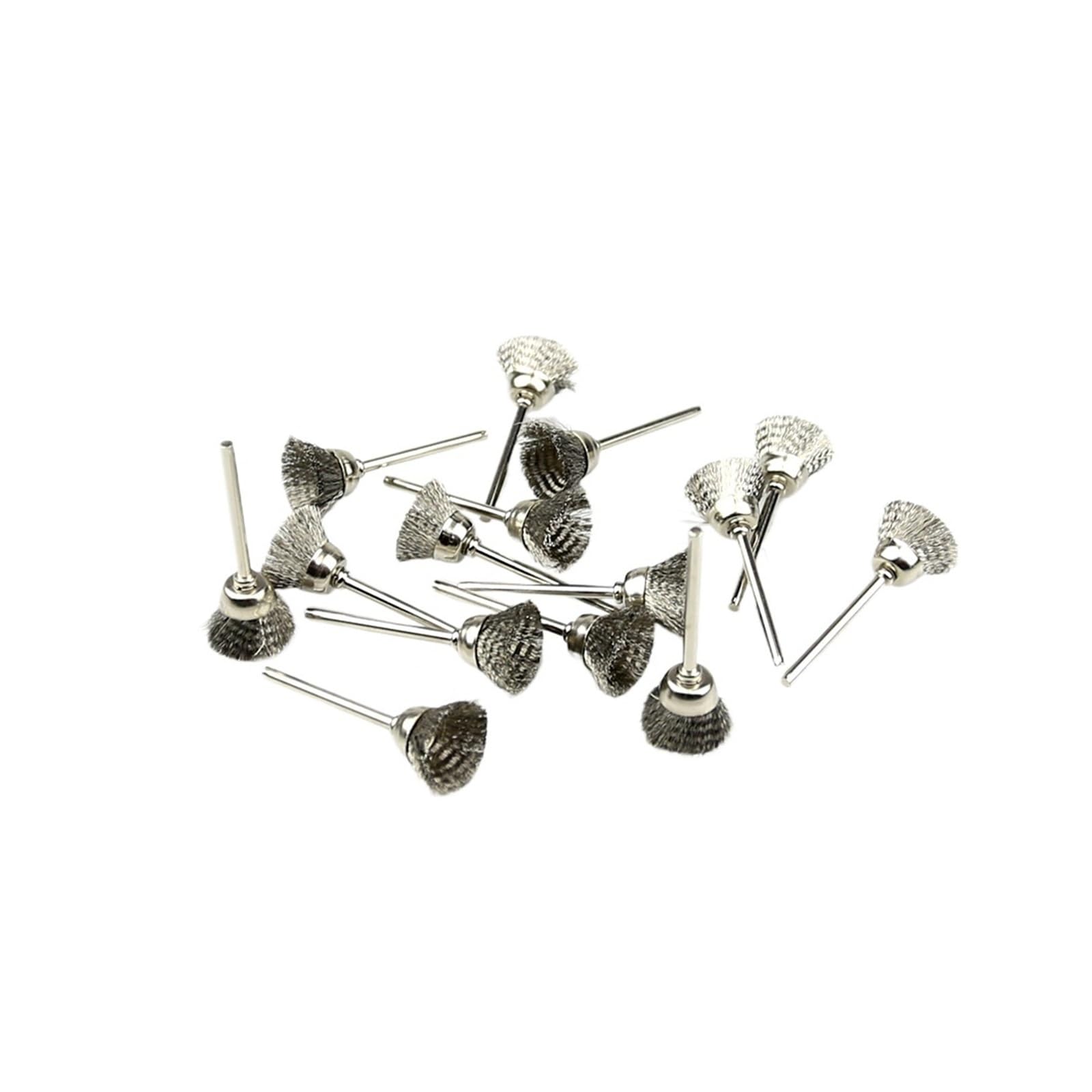 100 sztuk miniaturowych szczotek drucianych z trzonkiem 3 mm(Bowl Shape)