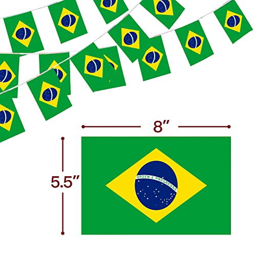 Image of Anley Brazil String Flag Pennant Flags, Patriotic Events 7th of September Independence Day Decoration Sports Bars - 33 Feet 38 Flags