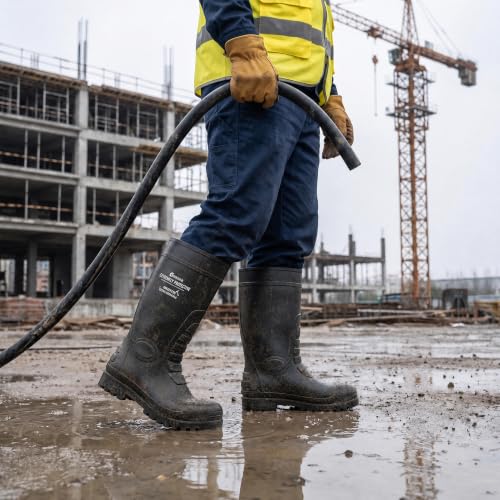 Image of PVC Rain Boots for Men And Women - Waterproof Slip-Resistant Rubber Work Boots, Seamless Durable Tall Knee Boots for Agriculture, Gardening, Fishing, Industrial & Outdoor Work
