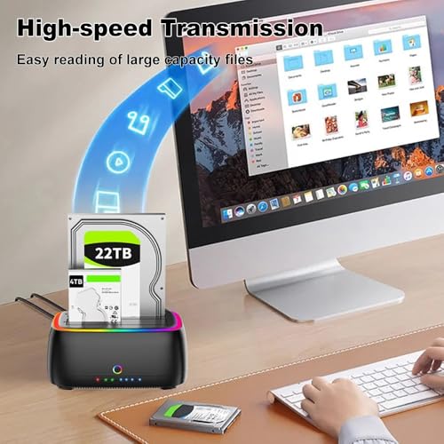 Image of ETZIN Dual-Bay Hard Drive Station USB3.0 5Gbps SATA HDD Docking Station for 2.5 /3.5 inch HDD /SSD Enclosure Clone Offline Enclosure HDD Reader Enclosure Adapter HDD External Supports up to 22TB