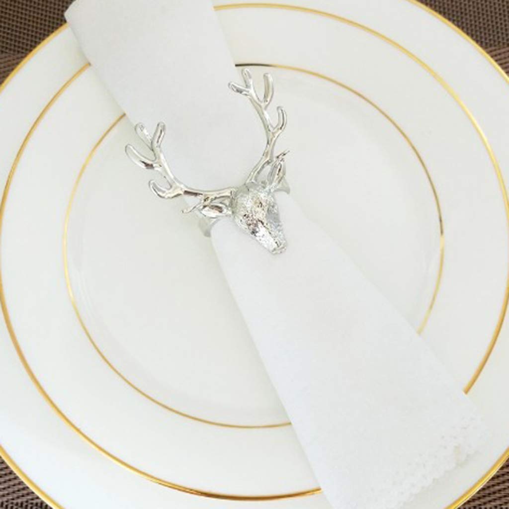 6pcs Serviettenringe Rentier Servietten Ringe Halter für Weihnachten Abendessen Party Tisch Dekoration, Weihnachtsdekorationen, Tischdekorationen, Tischgeschenk, Silber