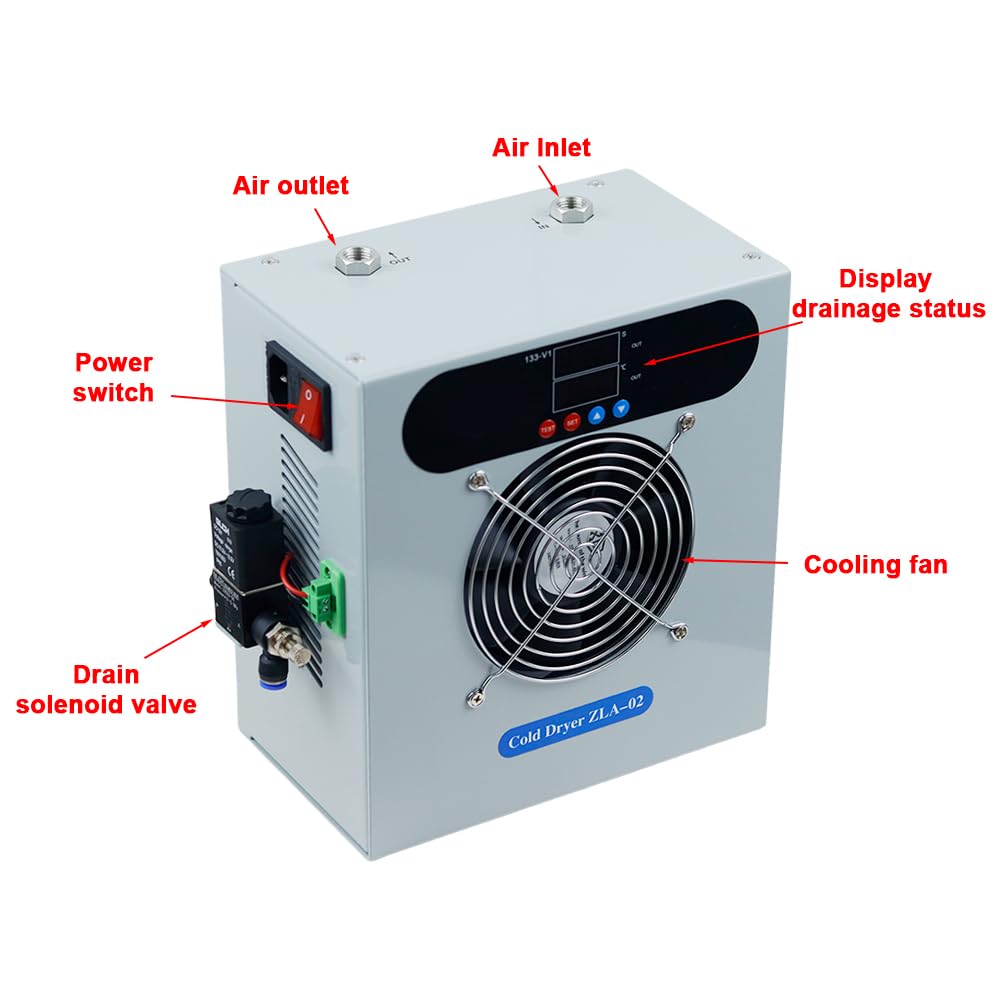 Essiccatore d'aria refrigerato 220V, 4-8 bar ad alta pressione, compressore aria sistema di essiccazione e separatore di acqua essiccante