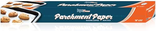 Party Bargains Rollo de papel pergamino de 18 pulgadas x 50 pies, 1 paquete de hoja de pergamino antiadherente para hornear, papel de hornear