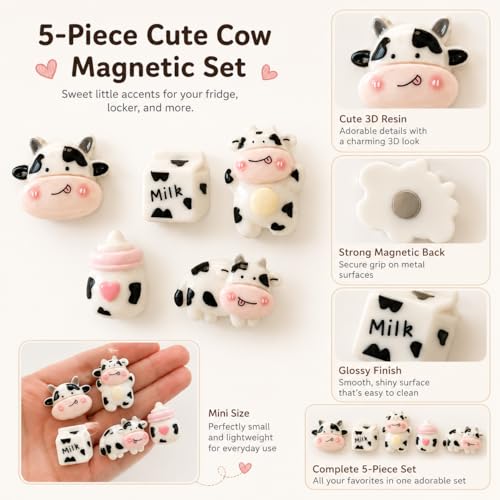 5 Imanes Decorativos 3D de Vaquita y Botella de Leche miniatura 7