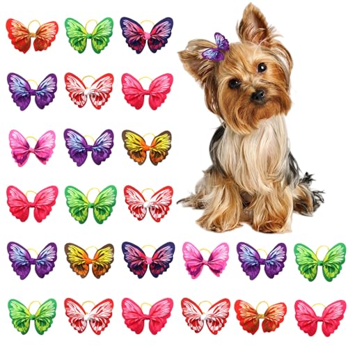 OTKARXUS Lot de 24 nœuds pour poils de chien avec bandes élastiques en caoutchouc - Accessoires...