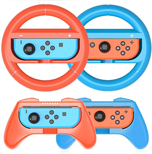 Joy-Conハンドル HeysTop switch ハンドル 4個セット ジョイコングリップ Switch 対応 ハンドル 持ちやすい レッド・ブルー