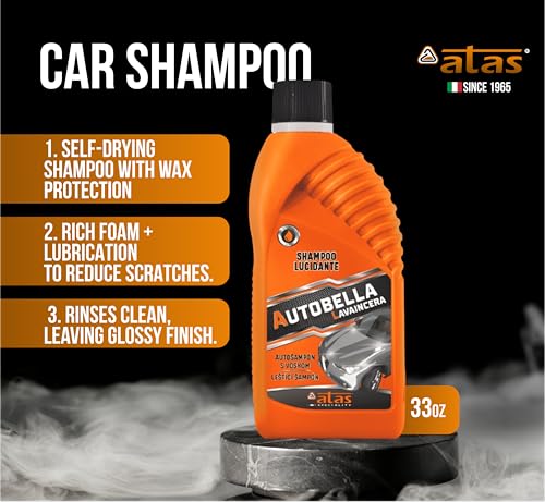 Image of Car Wash and Wax - High Foaming pH Neutral Car Soap, 100:1 Concentrated for More Washes, Safe for Wax & Ceramic, Glossy Finish, For Foam Cannon & Bucket - Premium Italian Formula, 33.8 Oz
