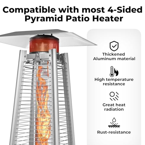 Outdoor Heater Replacement Parts, 2 PACKS Aluminum Reflector Shield, Pyramid Patio Heater Heat Reflector Shield Top, Suitable for Most Propane Gas Patio Heater and Other 4-Sided Glass Tube Heaters - Thumbnail 2