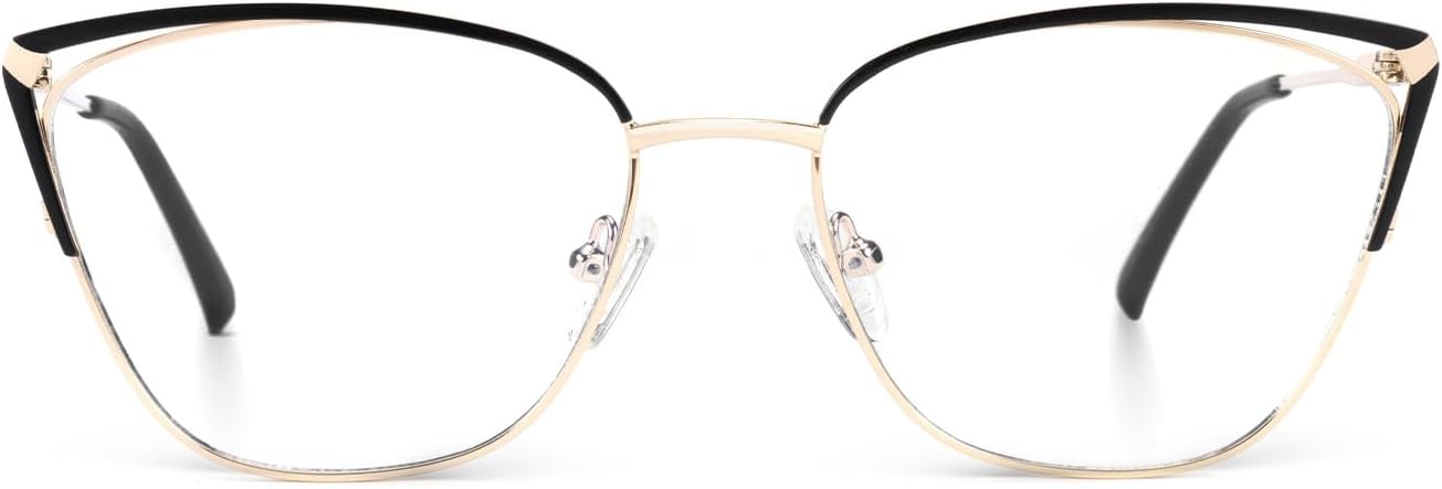 Cat-eye Clear lens Square Blue Light Blocking Glasses,Black