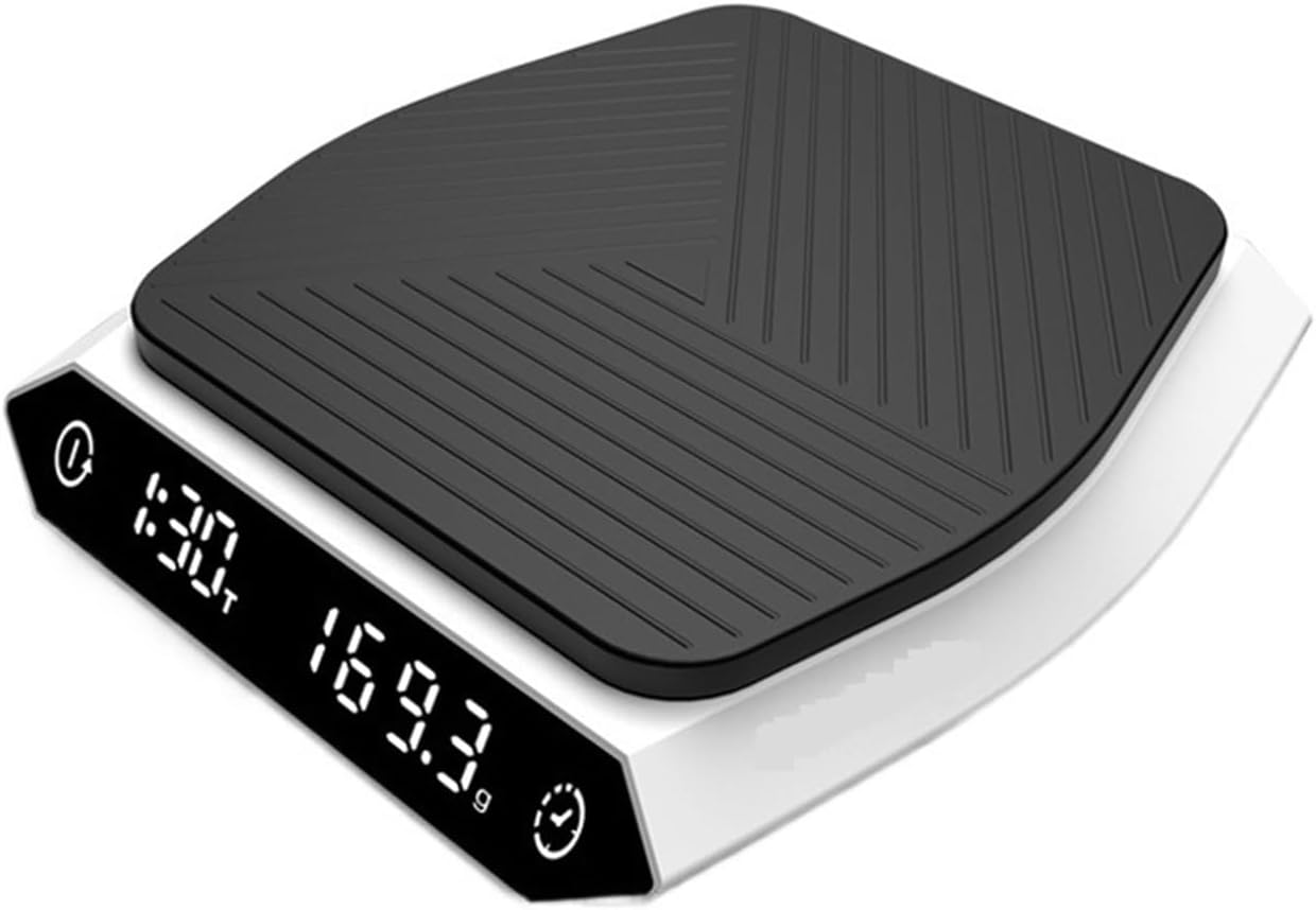 2kg/0.1G Digital Timing Coffee Scale Precision Kitchen Tool Accessories Electronic Balance Measuring Weighing Type-C(Black)