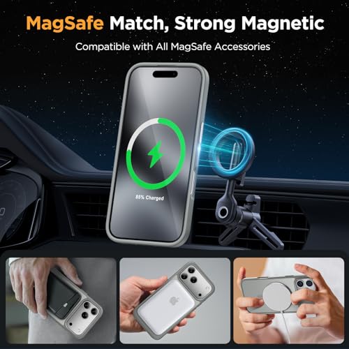 Image of Miracase Magnetic for iPhone 17 Pro Max Case with Screen Protector [Compatible with MagSafe] Slim Thin Phone Case Military-Grade Protected for 17 ProMax Cover Bumper 6.9 inch, Grey