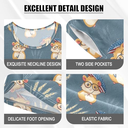 ALAZA Cute Hamsters Pajama Set Short Sleeve Sleepwear Soft Lounge Nightwear4