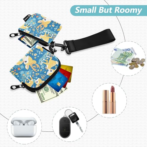 Delicate Cartoon Animal Duiker Bright Women's Wallets Card Cases Compact Size Change Purse Key Holder with Zipper Coin Pocket for Ladies 2 Packs tarjetero para tarjetas de credito2