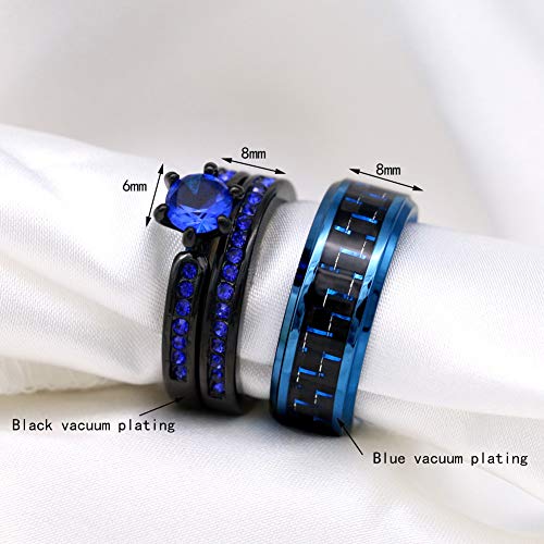 ringheart 2 Rings His and Hers Couple Rings Black Cz Rings Womens Wedding Ring Sets Titanium Steel Mens Wedding Bands2